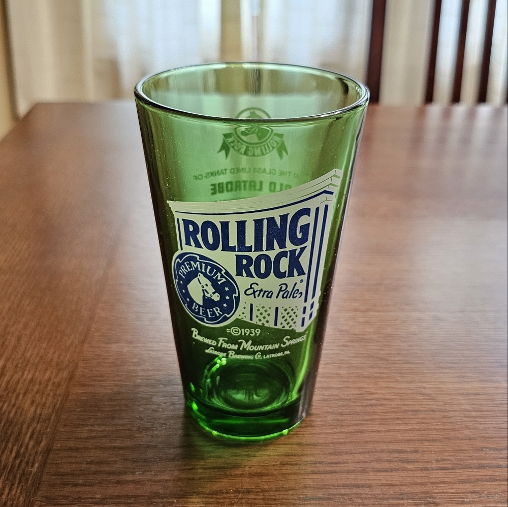 Rolling Rock Beer Pint Glass Green